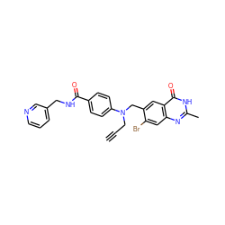 C#CCN(Cc1cc2c(=O)[nH]c(C)nc2cc1Br)c1ccc(C(=O)NCc2cccnc2)cc1 ZINC000001485409