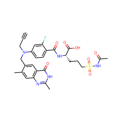 C#CCN(Cc1cc2c(=O)[nH]c(C)nc2cc1C)c1ccc(C(=O)N[C@@H](CCCS(=O)(=O)NC(C)=O)C(=O)O)c(F)c1 ZINC000004812210