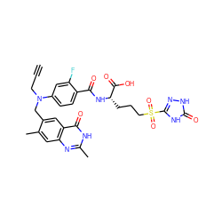 C#CCN(Cc1cc2c(=O)[nH]c(C)nc2cc1C)c1ccc(C(=O)N[C@@H](CCCS(=O)(=O)c2n[nH]c(=O)[nH]2)C(=O)O)c(F)c1 ZINC000004812229
