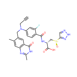 C#CCN(Cc1cc2c(=O)[nH]c(C)nc2cc1C)c1ccc(C(=O)N[C@H](C[S@+]([O-])c2cn[nH]n2)C(=O)O)c(F)c1 ZINC000003815829