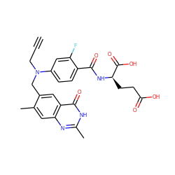 C#CCN(Cc1cc2c(=O)[nH]c(C)nc2cc1C)c1ccc(C(=O)N[C@H](CCC(=O)O)C(=O)O)c(F)c1 ZINC000025964515