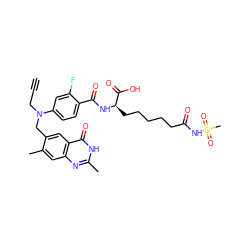 C#CCN(Cc1cc2c(=O)[nH]c(C)nc2cc1C)c1ccc(C(=O)N[C@H](CCCCCC(=O)NS(C)(=O)=O)C(=O)O)c(F)c1 ZINC000004812206