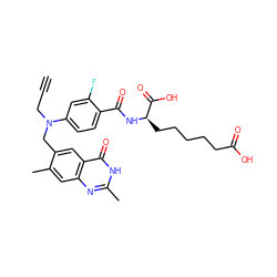 C#CCN(Cc1cc2c(=O)[nH]c(C)nc2cc1C)c1ccc(C(=O)N[C@H](CCCCCC(=O)O)C(=O)O)c(F)c1 ZINC000004812193