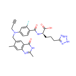 C#CCN(Cc1cc2c(=O)[nH]c(C)nc2cc1C)c1ccc(C(=O)N[C@H](CCCc2nn[nH]n2)C(=O)O)c(F)c1 ZINC000003832383