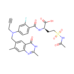 C#CCN(Cc1cc2c(=O)[nH]c(C)nc2cc1C)c1ccc(C(=O)N[C@H](CCS(=O)(=O)NC(C)=O)C(=O)O)c(F)c1 ZINC000004812208