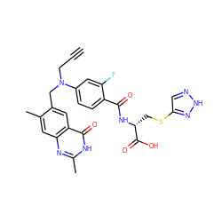 C#CCN(Cc1cc2c(=O)[nH]c(C)nc2cc1C)c1ccc(C(=O)N[C@H](CSc2cn[nH]n2)C(=O)O)c(F)c1 ZINC000003815828