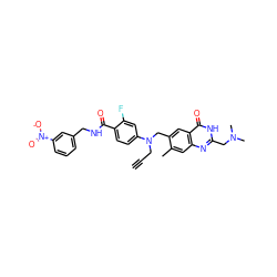 C#CCN(Cc1cc2c(=O)[nH]c(CN(C)C)nc2cc1C)c1ccc(C(=O)NCc2cccc([N+](=O)[O-])c2)c(F)c1 ZINC000027755454