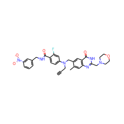 C#CCN(Cc1cc2c(=O)[nH]c(CN3CCOCC3)nc2cc1C)c1ccc(C(=O)NCc2cccc([N+](=O)[O-])c2)c(F)c1 ZINC000027746925