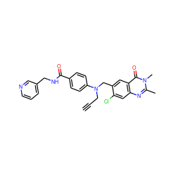 C#CCN(Cc1cc2c(=O)n(C)c(C)nc2cc1Cl)c1ccc(C(=O)NCc2cccnc2)cc1 ZINC000072107192