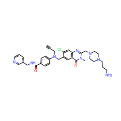 C#CCN(Cc1cc2c(=O)n(C)c(CN3CCN(CCCN)CC3)nc2cc1Cl)c1ccc(C(=O)NCc2cccnc2)cc1 ZINC000072110192