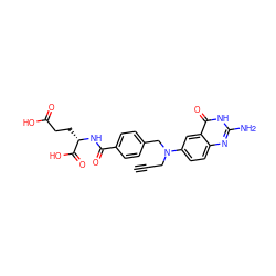 C#CCN(Cc1ccc(C(=O)N[C@@H](CCC(=O)O)C(=O)O)cc1)c1ccc2nc(N)[nH]c(=O)c2c1 ZINC000027520938