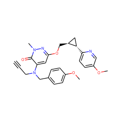 C#CCN(Cc1ccc(OC)cc1)c1cc(OC[C@H]2C[C@@H]2c2ccc(OC)cn2)nn(C)c1=O ZINC000221925780