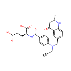 C#CCN(Cc1ccc2c(c1)C(=O)C[C@H](C)N2)c1ccc(C(=O)N[C@@H](CCC(=O)O)C(=O)O)cc1 ZINC000013824144