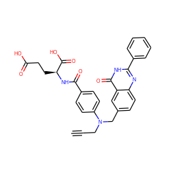 C#CCN(Cc1ccc2nc(-c3ccccc3)[nH]c(=O)c2c1)c1ccc(C(=O)N[C@@H](CCC(=O)O)C(=O)O)cc1 ZINC000026824884