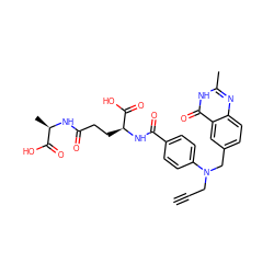 C#CCN(Cc1ccc2nc(C)[nH]c(=O)c2c1)c1ccc(C(=O)N[C@@H](CCC(=O)N[C@H](C)C(=O)O)C(=O)O)cc1 ZINC000027992268