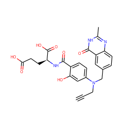 C#CCN(Cc1ccc2nc(C)[nH]c(=O)c2c1)c1ccc(C(=O)N[C@@H](CCC(=O)O)C(=O)O)c(O)c1 ZINC000026828353