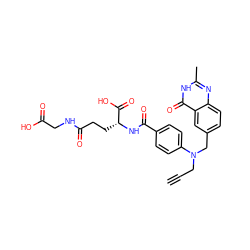 C#CCN(Cc1ccc2nc(C)[nH]c(=O)c2c1)c1ccc(C(=O)N[C@H](CCC(=O)NCC(=O)O)C(=O)O)cc1 ZINC000026973507