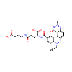 C#CCN(Cc1ccc2nc(C)[nH]c(=O)c2c1)c1ccc(C(=O)N[C@H](CCC(=O)NCCCC(=O)O)C(=O)O)cc1 ZINC000026985849