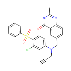 C#CCN(Cc1ccc2nc(C)[nH]c(=O)c2c1)c1ccc(S(=O)(=O)c2ccccc2)c(Cl)c1 ZINC000013761137