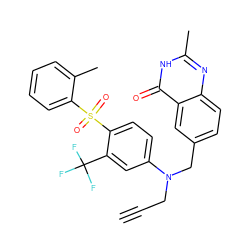 C#CCN(Cc1ccc2nc(C)[nH]c(=O)c2c1)c1ccc(S(=O)(=O)c2ccccc2C)c(C(F)(F)F)c1 ZINC000027736963