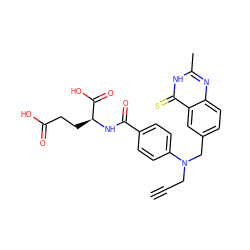 C#CCN(Cc1ccc2nc(C)[nH]c(=S)c2c1)c1ccc(C(=O)N[C@@H](CCC(=O)O)C(=O)O)cc1 ZINC000013820641