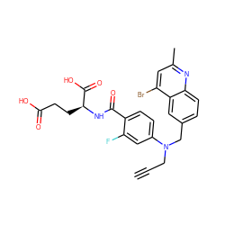 C#CCN(Cc1ccc2nc(C)cc(Br)c2c1)c1ccc(C(=O)N[C@@H](CCC(=O)O)C(=O)O)c(F)c1 ZINC000001546852