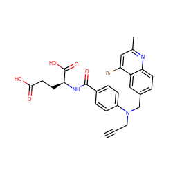 C#CCN(Cc1ccc2nc(C)cc(Br)c2c1)c1ccc(C(=O)N[C@@H](CCC(=O)O)C(=O)O)cc1 ZINC000026663702