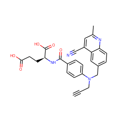 C#CCN(Cc1ccc2nc(C)cc(C#N)c2c1)c1ccc(C(=O)N[C@@H](CCC(=O)O)C(=O)O)cc1 ZINC000013726060