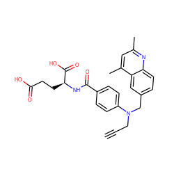 C#CCN(Cc1ccc2nc(C)cc(C)c2c1)c1ccc(C(=O)N[C@@H](CCC(=O)O)C(=O)O)cc1 ZINC000013726057