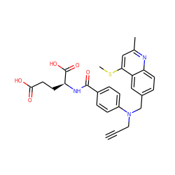 C#CCN(Cc1ccc2nc(C)cc(SC)c2c1)c1ccc(C(=O)N[C@@H](CCC(=O)O)C(=O)O)cc1 ZINC000013726053