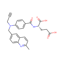 C#CCN(Cc1ccc2nc(C)ccc2c1)c1ccc(C(=O)N[C@@H](CCC(=O)O)C(=O)O)cc1 ZINC000013726046