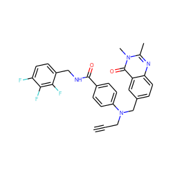 C#CCN(Cc1ccc2nc(C)n(C)c(=O)c2c1)c1ccc(C(=O)NCc2ccc(F)c(F)c2F)cc1 ZINC000072108555