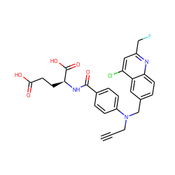 C#CCN(Cc1ccc2nc(CF)cc(Cl)c2c1)c1ccc(C(=O)N[C@@H](CCC(=O)O)C(=O)O)cc1 ZINC000013726089