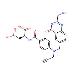 C#CCN(Cc1ccc2nc(CN)[nH]c(=O)c2c1)c1ccc(C(=O)N[C@@H](CC(=O)O)C(=O)O)cc1 ZINC000027750420