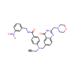 C#CCN(Cc1ccc2nc(CN3CCOCC3)[nH]c(=O)c2c1)c1ccc(C(=O)NCc2cccc([N+](=O)[O-])c2)cc1 ZINC000027747106