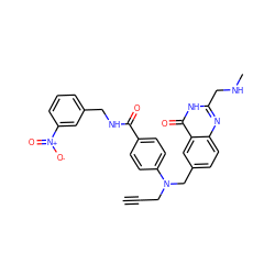 C#CCN(Cc1ccc2nc(CNC)[nH]c(=O)c2c1)c1ccc(C(=O)NCc2cccc([N+](=O)[O-])c2)cc1 ZINC000013746454