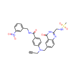 C#CCN(Cc1ccc2nc(CNS(C)(=O)=O)[nH]c(=O)c2c1)c1ccc(C(=O)NCc2cccc([N+](=O)[O-])c2)cc1 ZINC000027747386