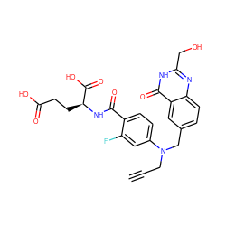 C#CCN(Cc1ccc2nc(CO)[nH]c(=O)c2c1)c1ccc(C(=O)N[C@@H](CCC(=O)O)C(=O)O)c(F)c1 ZINC000026834757