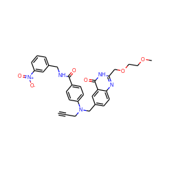 C#CCN(Cc1ccc2nc(COCCOC)[nH]c(=O)c2c1)c1ccc(C(=O)NCc2cccc([N+](=O)[O-])c2)cc1 ZINC000027759815