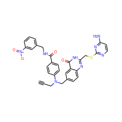 C#CCN(Cc1ccc2nc(CSc3nccc(N)n3)[nH]c(=O)c2c1)c1ccc(C(=O)NCc2cccc([N+](=O)[O-])c2)cc1 ZINC000027734417