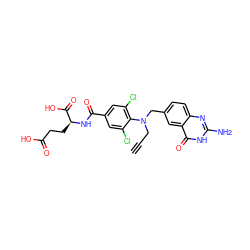 C#CCN(Cc1ccc2nc(N)[nH]c(=O)c2c1)c1c(Cl)cc(C(=O)N[C@@H](CCC(=O)O)C(=O)O)cc1Cl ZINC000027524829