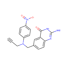 C#CCN(Cc1ccc2nc(N)[nH]c(=O)c2c1)c1ccc([N+](=O)[O-])cc1 ZINC000005178313