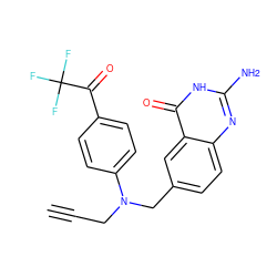 C#CCN(Cc1ccc2nc(N)[nH]c(=O)c2c1)c1ccc(C(=O)C(F)(F)F)cc1 ZINC000002022197