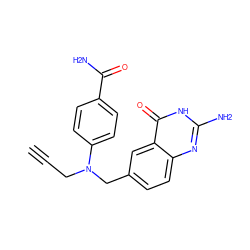 C#CCN(Cc1ccc2nc(N)[nH]c(=O)c2c1)c1ccc(C(N)=O)cc1 ZINC000026169381