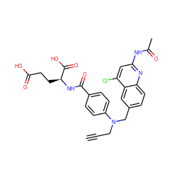 C#CCN(Cc1ccc2nc(NC(C)=O)cc(Cl)c2c1)c1ccc(C(=O)N[C@@H](CCC(=O)O)C(=O)O)cc1 ZINC000026662341