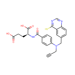 C#CCN(Cc1ccc2ncnc(S)c2c1)c1ccc(C(=O)N[C@@H](CCC(=O)O)C(=O)O)cc1 ZINC000013820640