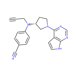 C#CCN(c1ccc(C#N)cc1)[C@@H]1CCN(c2ncnc3[nH]ccc23)C1 ZINC000143201092