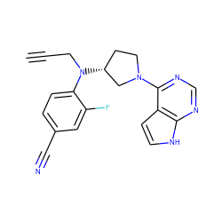 C#CCN(c1ccc(C#N)cc1F)[C@@H]1CCN(c2ncnc3[nH]ccc23)C1 ZINC000143202019