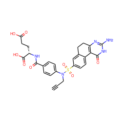 C#CCN(c1ccc(C(=O)N[C@@H](CCC(=O)O)C(=O)O)cc1)S(=O)(=O)c1ccc2c(c1)CCc1nc(N)[nH]c(=O)c1-2 ZINC000027092770