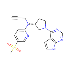 C#CCN(c1ccc(S(C)(=O)=O)cn1)[C@@H]1CCN(c2ncnc3[nH]ccc23)C1 ZINC000149034775